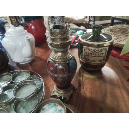 LAMPE PETROLE ÉMAILLÉE CLOISONNEE 