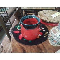POT ROUGE COL BLEU NOIR 2 ANSES