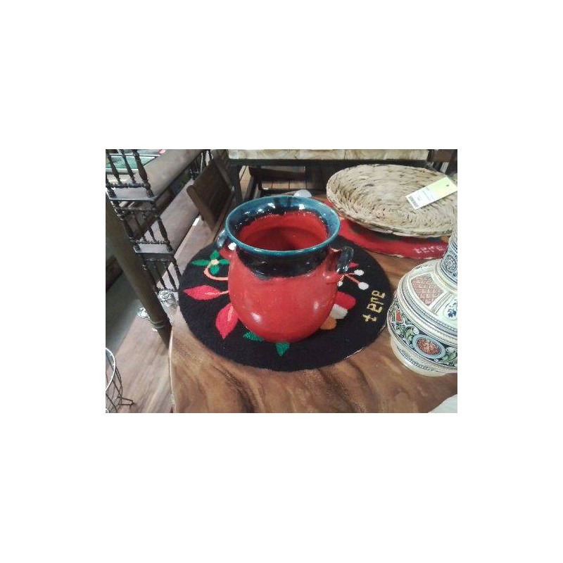POT ROUGE COL BLEU NOIR 2 ANSES