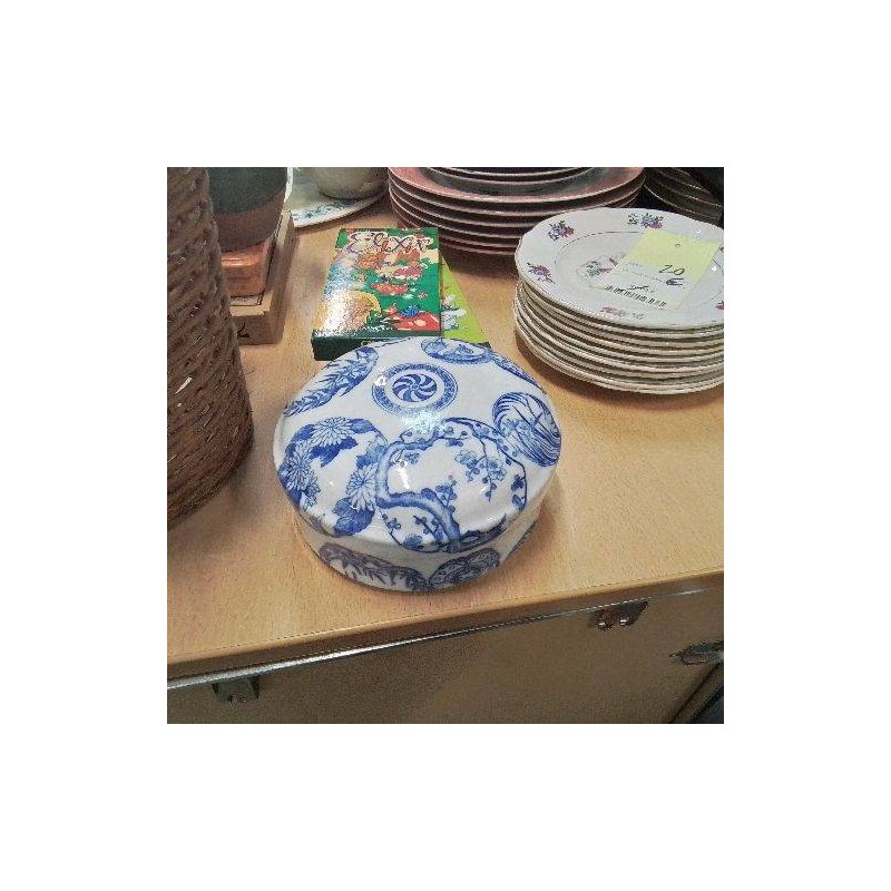 BOITE RONDE DECOR BLEU ANC