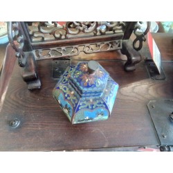 POT CLOISONNE ANCIEN DECOR PAYSAGE
