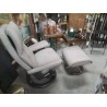 FAUTEUIL STRESSLESS CUIR GRIS + REPOSE PIED