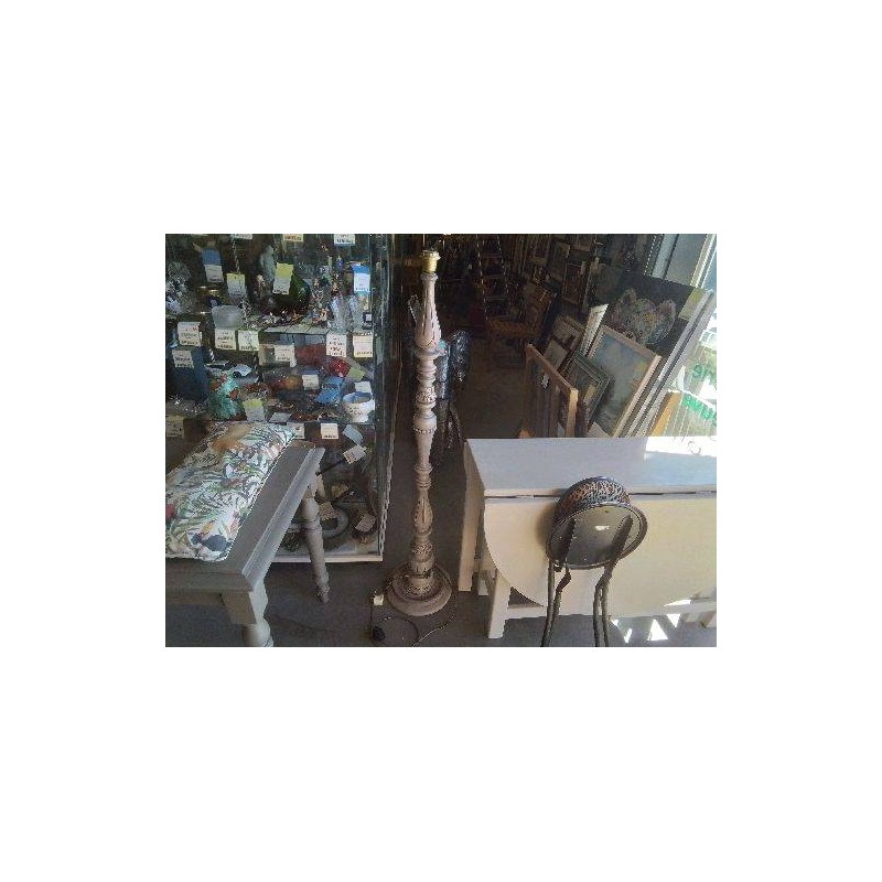 PIED DE LAMPE HAUT BOIS GRIS ANC