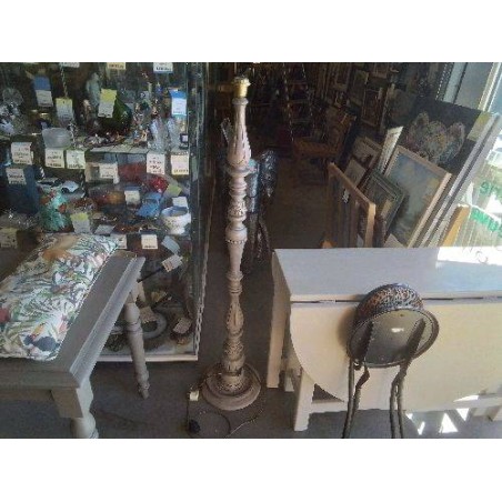 PIED DE LAMPE HAUT BOIS GRIS ANC