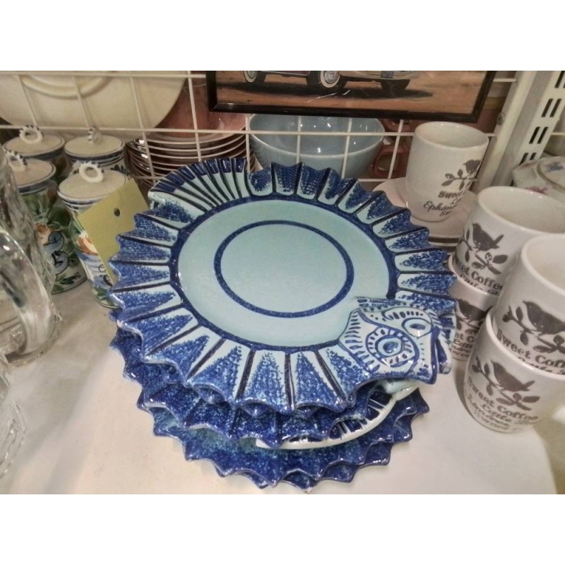 LOT 6 ASSIETTES POISSON HENRIOT ANC BLEU