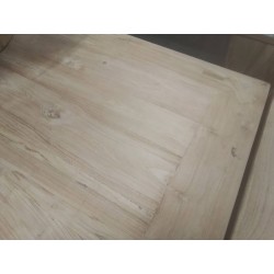 8/TAB01-TABLE TECK PIED METAL 160*85*77CM - PLATEAU 5 CM