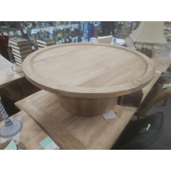 12/CTJ01-TABLE BASSE TECK RONDE DIAM 1M HT 37 CM