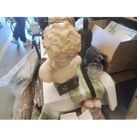 BUSTE HOMME ALBATRE SOCLE MARBRE PUGI