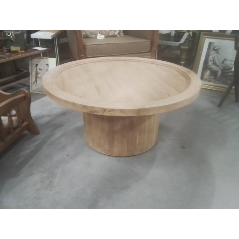 13/CTJ02-TABLE BASSE RONDE TECK DIAM 80 CM