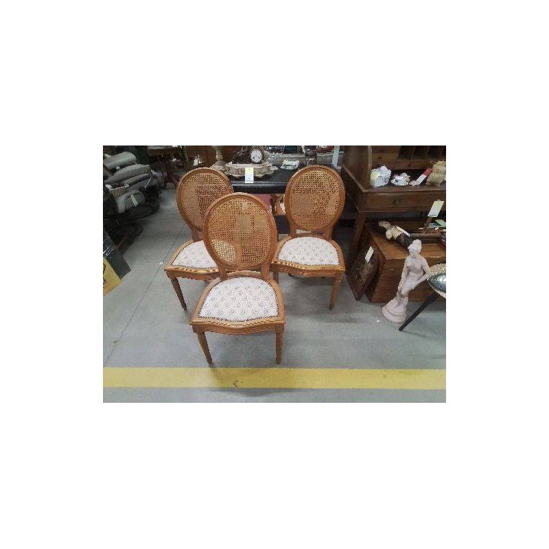 LOT 4 CHAISES CANNEES TISSU FLEURI 