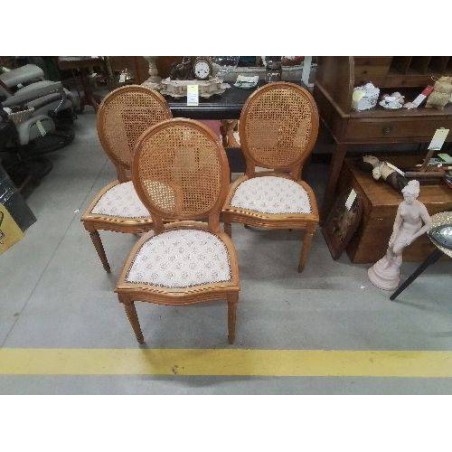 LOT 4 CHAISES CANNEES TISSU FLEURI 