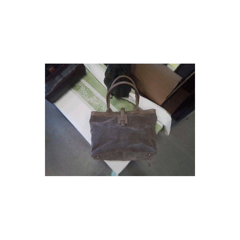 SAC CUIR GRIS TAUPE H