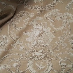 RIDEAU TOILE DE JOUY BEIGE ANGELOTS MOTIF FLORAL DOUBLE  2.80/2.20M