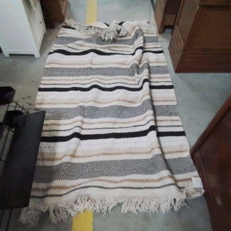TAPIS NOIR ET BLANC RAYURES MAISONS DU MONDE 