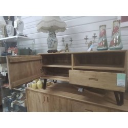 19/SEV20-MEUBLE TV TECK PORTE TIROIR NICHE 115*40*60 CM