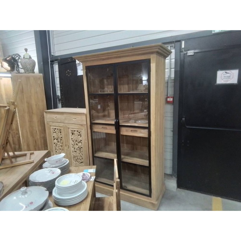 27/SHO01-VITRINE TECK 2 PORTES 194*45*100 CM