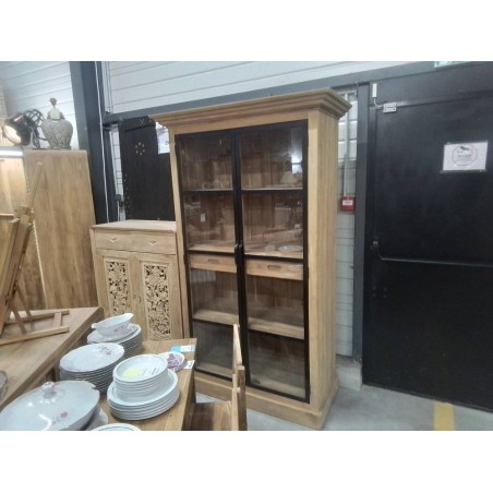 27/SHO01-VITRINE TECK 2 PORTES 194*45*100 CM