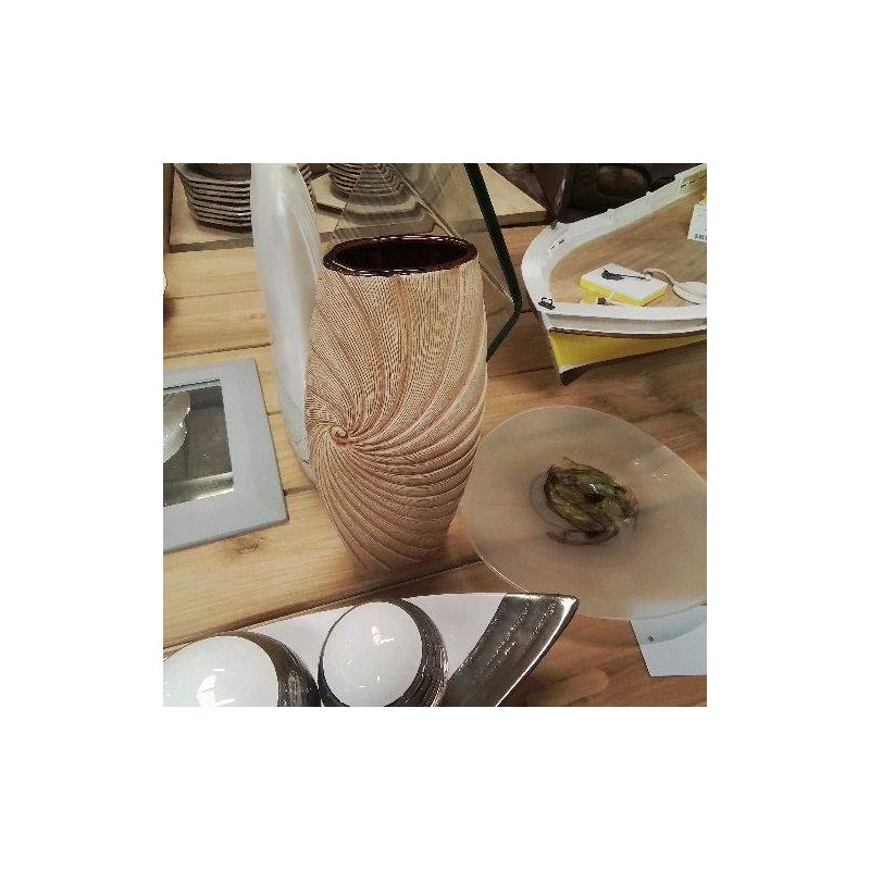 VASE PLAT BEIGE SPIRALE 