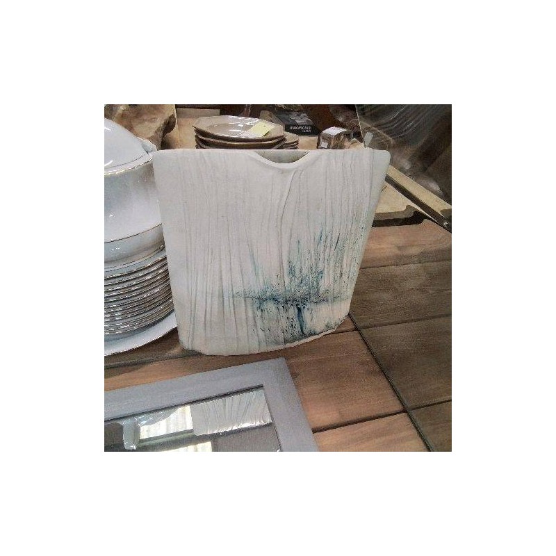 VASE PLAT BLC VAGUE