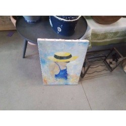 PEINTURE ENFANT CHAPEAU JAUNE