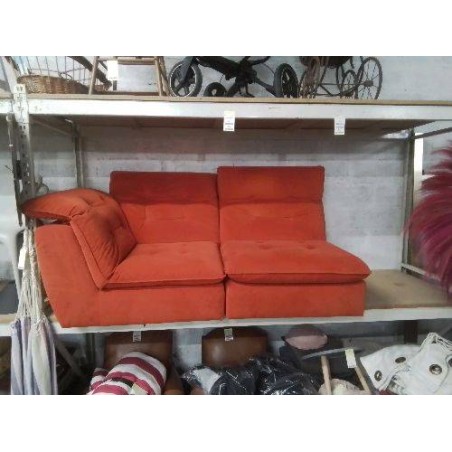 CANAPÉ CUIR CENTER TISSU ORANGE 