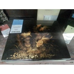 BOITE LAQUEE RECTANGULAIRE DECOR POISSONS DORES