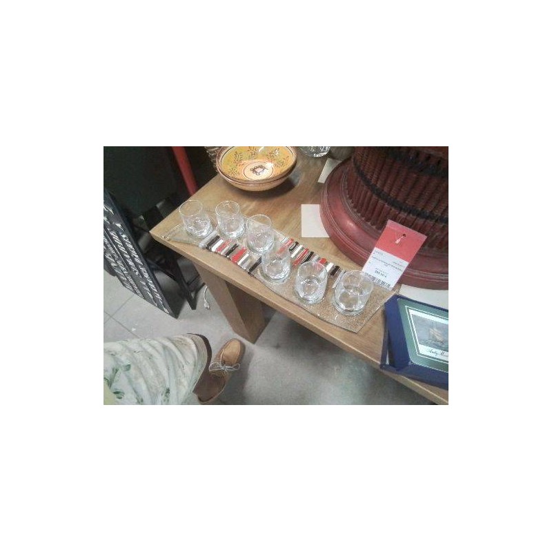 PLATEAU COULEURS+6 VERRES
