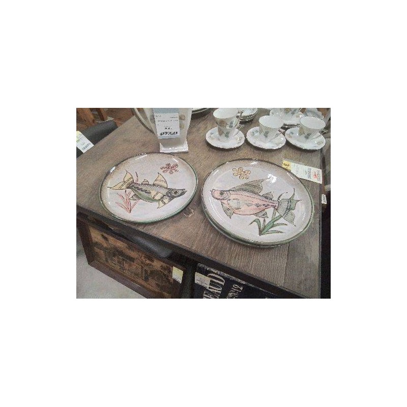 ENS 4 ASSIETTES ÉMAILLÉES POISSON