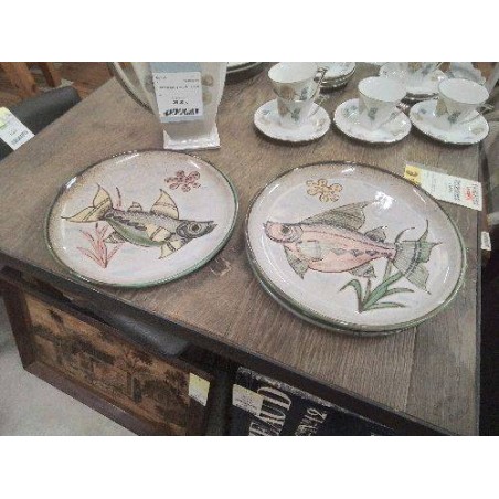 ENS 4 ASSIETTES ÉMAILLÉES POISSON