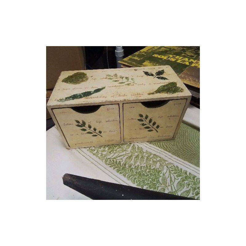 BOITE 2 TIROIRS DECOR FEUILLES