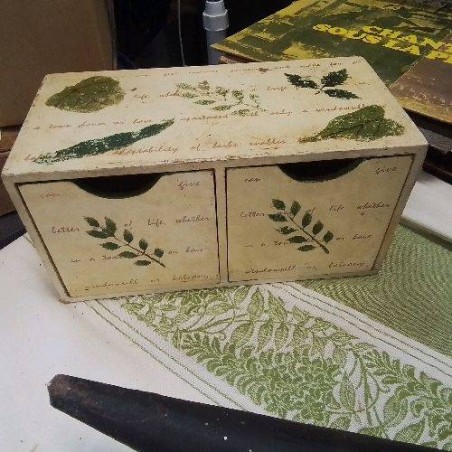 BOITE 2 TIROIRS DECOR FEUILLES