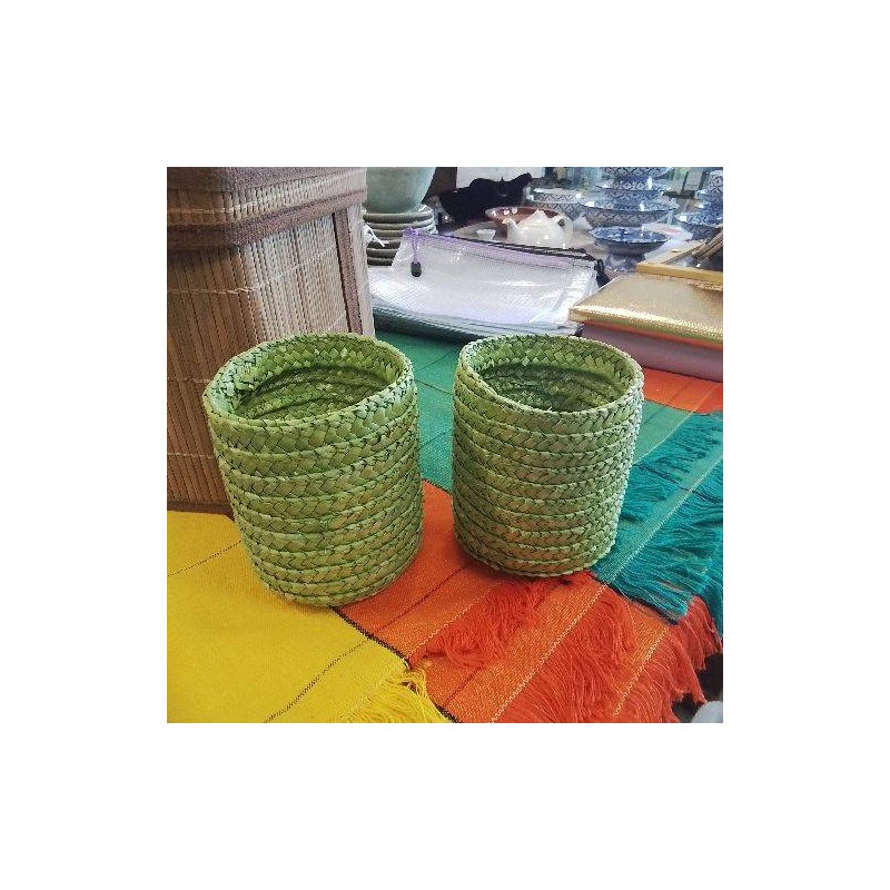 LOT DE 2 POTS PM VERT ANIS FIBRES NATURELLEE