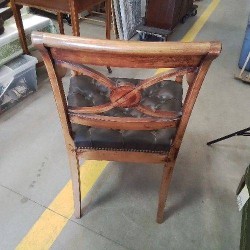 FAUTEUIL DE BUREAU ANCIEN ACAJOU ASSISE CAPITONNEE