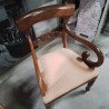 FAUTEUIL ANCIEN MASSIF ASSISE CAPITONNEE SAUMON ECRU