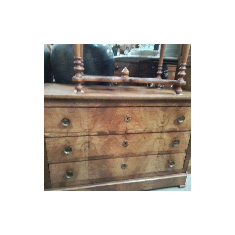 COMMODE ACAJOU 3 TIROIRS+1 - 6 BOUTONS BRONZE EN ACCESSOIRES
