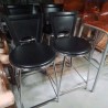 TABOURET DE BAR CHROME CUIR NOIR