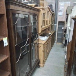 BIBLIOTHÈQUE ACAJOU ANCIEN 2PV +CLÉ D8