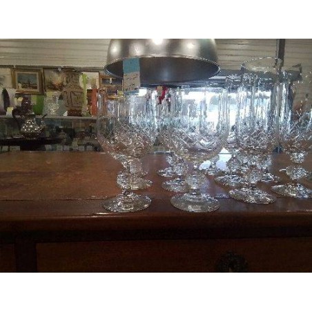 LOT 6 VERRES A EAU CRISTAL CISELÉ 