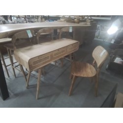 48/CONSOLE TECK ROTIN 3 TIROIRS 120*40*80 CM