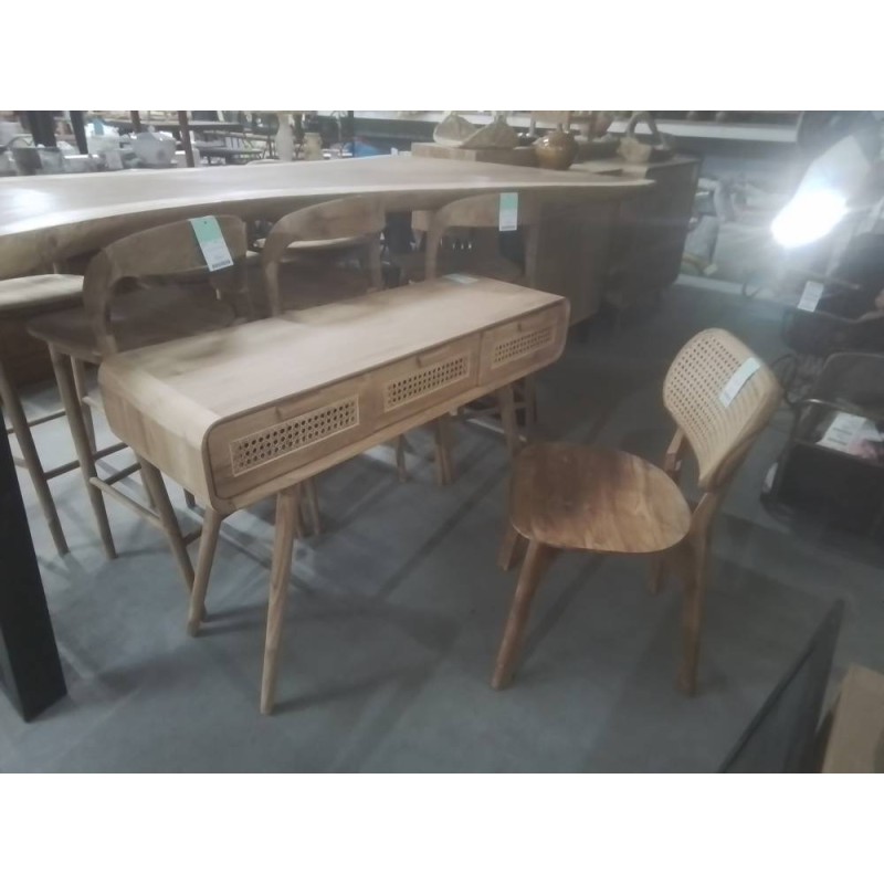 48/CONSOLE TECK ROTIN 3 TIROIRS 120*40*80 CM