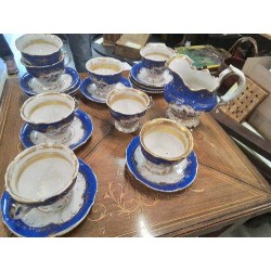 SERVICE A THE ANCIEN BLEU FLEURI TASSES SOUS TASSES POT A LAIT