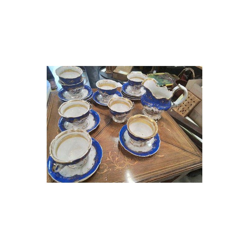 SERVICE A THE ANCIEN BLEU FLEURI TASSES SOUS TASSES POT A LAIT