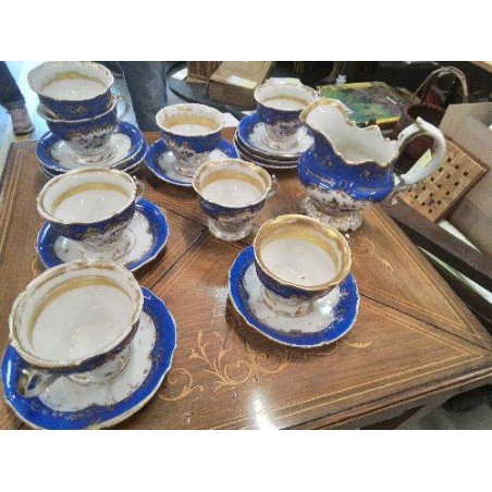 SERVICE A THE ANCIEN BLEU FLEURI TASSES SOUS TASSES POT A LAIT