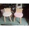 TABOURET ENFANT BOIS ASSISE FAUSSE FOURRURE
