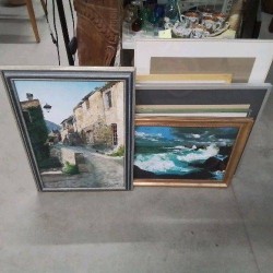 PEINTURE VILLAGE/MER DEBOSSCHER