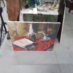 NATURE MORTE LIVRE BOUGEOIR ENCRIER