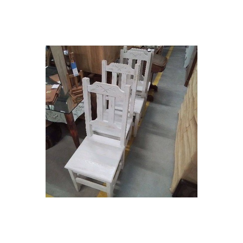 LOT 5 CHAISES PIN BLANCHI 