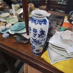 VASE BLEU DÉCOR POISSONS