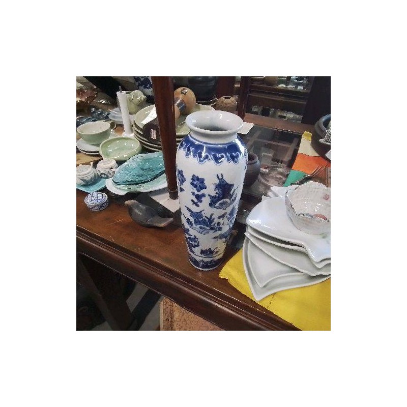 VASE BLEU DÉCOR POISSONS