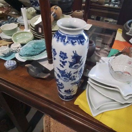 VASE BLEU DÉCOR POISSONS